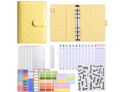 Creative Round Polka Dot A6 Binder Notebook, Budget Planner, Cash Budget Book, Yellow, With Premium Gift Set 12-budget