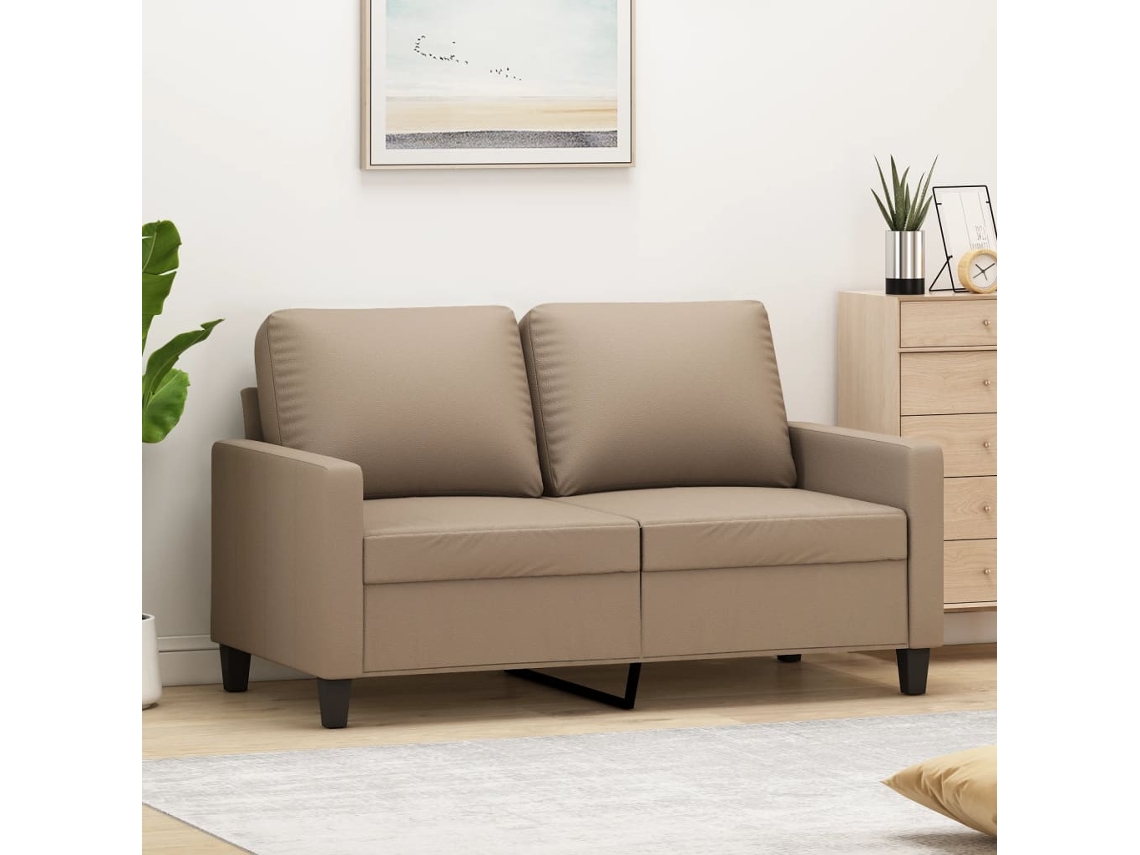 Sofá de 2 Lugares HARLANV1 (120 cm) em Couro Artificial Cappuccino