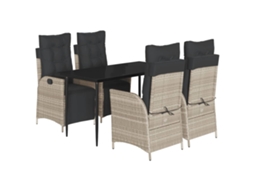 Garden Dining Set, Garden Dining Sets Vidaxl Cinzeto Rattan / Vime (mesa Com 140 Cm De Comprimento)