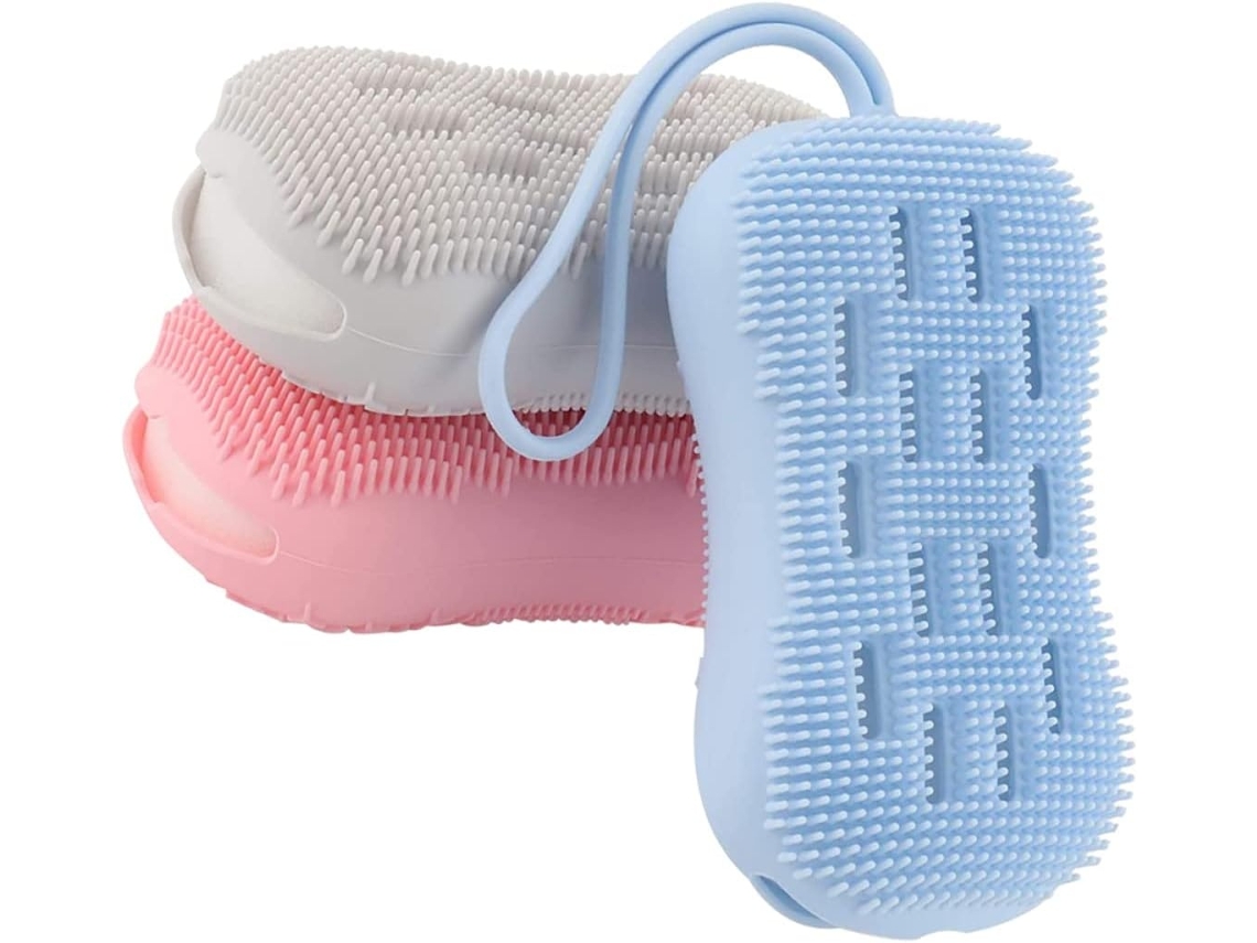 Lurelia Pack De 3 Escovas De Silicone Para Corpo E Rosto, Silicone Macio, Com Argola E Massagem Suave, Uso Diário Prático