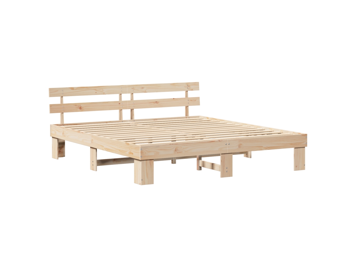 Conjunto 1 Estrutura Da Cama Vidaxl Castanho Madeira De Pinho Maciça (180 X 200 Cm)