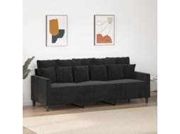 Vidaxl Sofá De 3 Lugares 180 Cm Veludo Preto