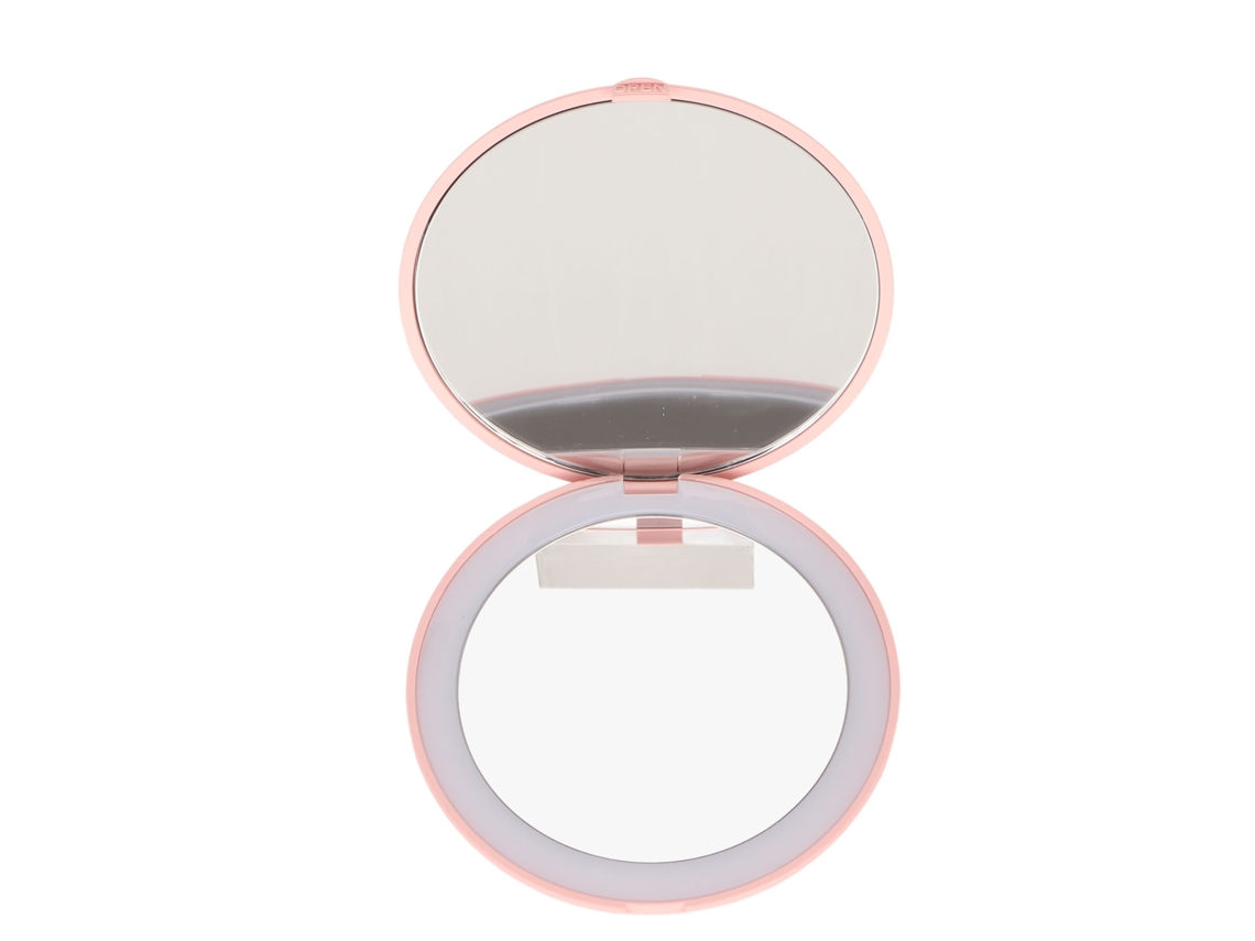 Espelho De Maquilhagem Led 3.5 Polegadas 1x10x Rosa Portátil