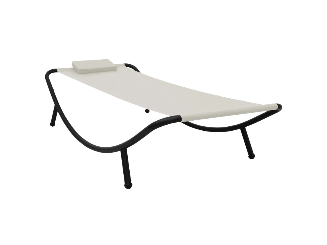 Vidaxl Espreguiçadeira De Jardim 200x90 Cm Aço Creme