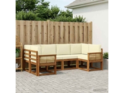 Vidaxl Conjunto De Sofás Para Exterior 6 Unid. Natural E Creme