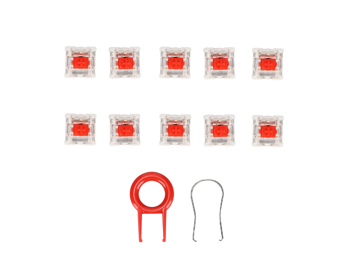 Aetheria 10pcs Switch de Teclado Mecânico Switch Vermelho com Extrator Abs Durável 50 Milhões de Digitações