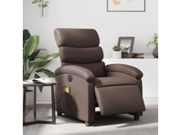 Vidaxl Poltrona Massagens Reclinável Elétrica Couro Artif. Castanho