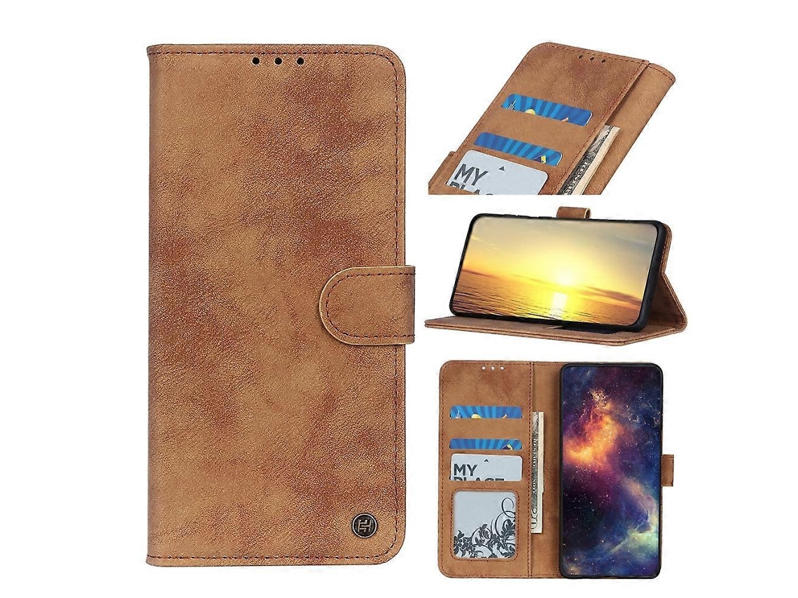 Capa De Couro Pu Com Textura De Antílope Fusion, Fecho Magnético, Abertura Horizontal, Compartimentos Para Cartões, Carteira E Suporte Para Celular Pa