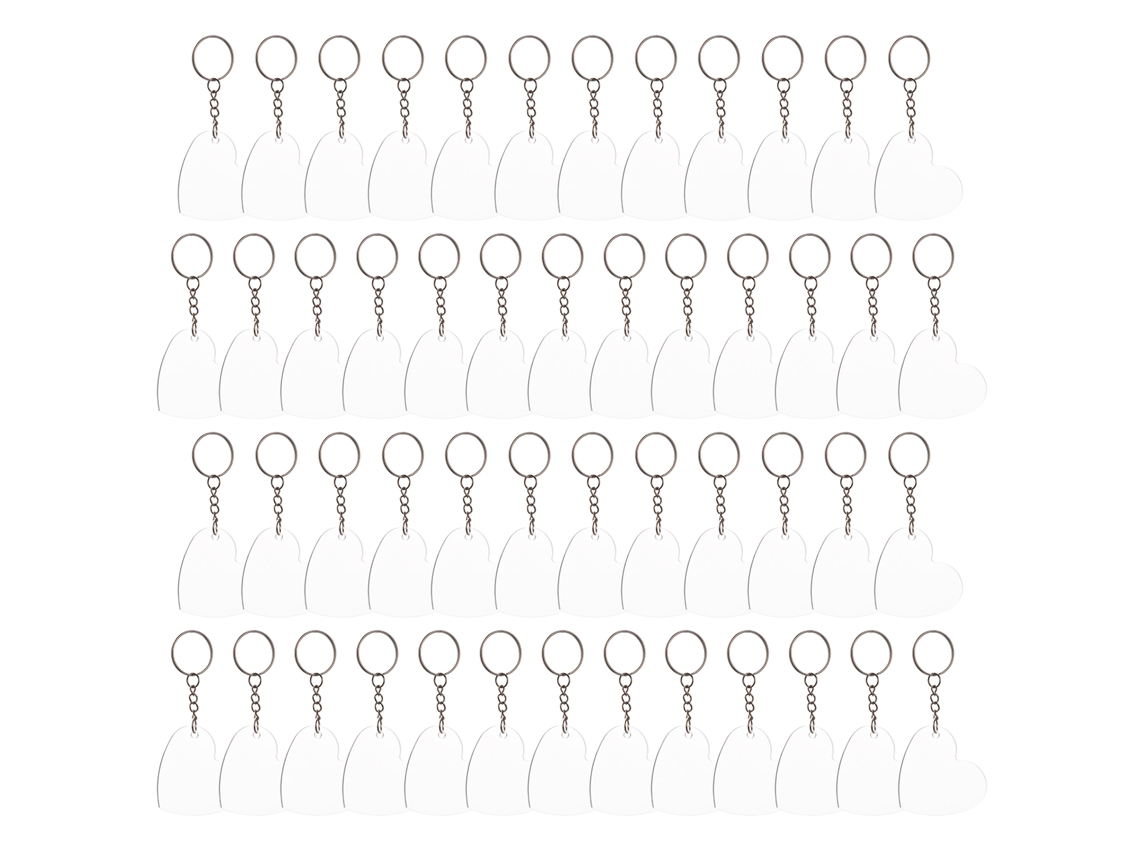 50pcs Portachaves De Acrílico Em Branco Coração E Círculo Transparente Para Projetos Diy E Manuais