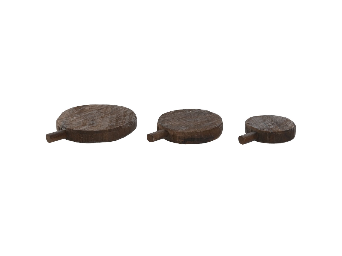 Tábua de corte HOME ESPRIT Castanho Preto Acácia Natural Colonial 30 x 25 x 4 cm (3 Peças)