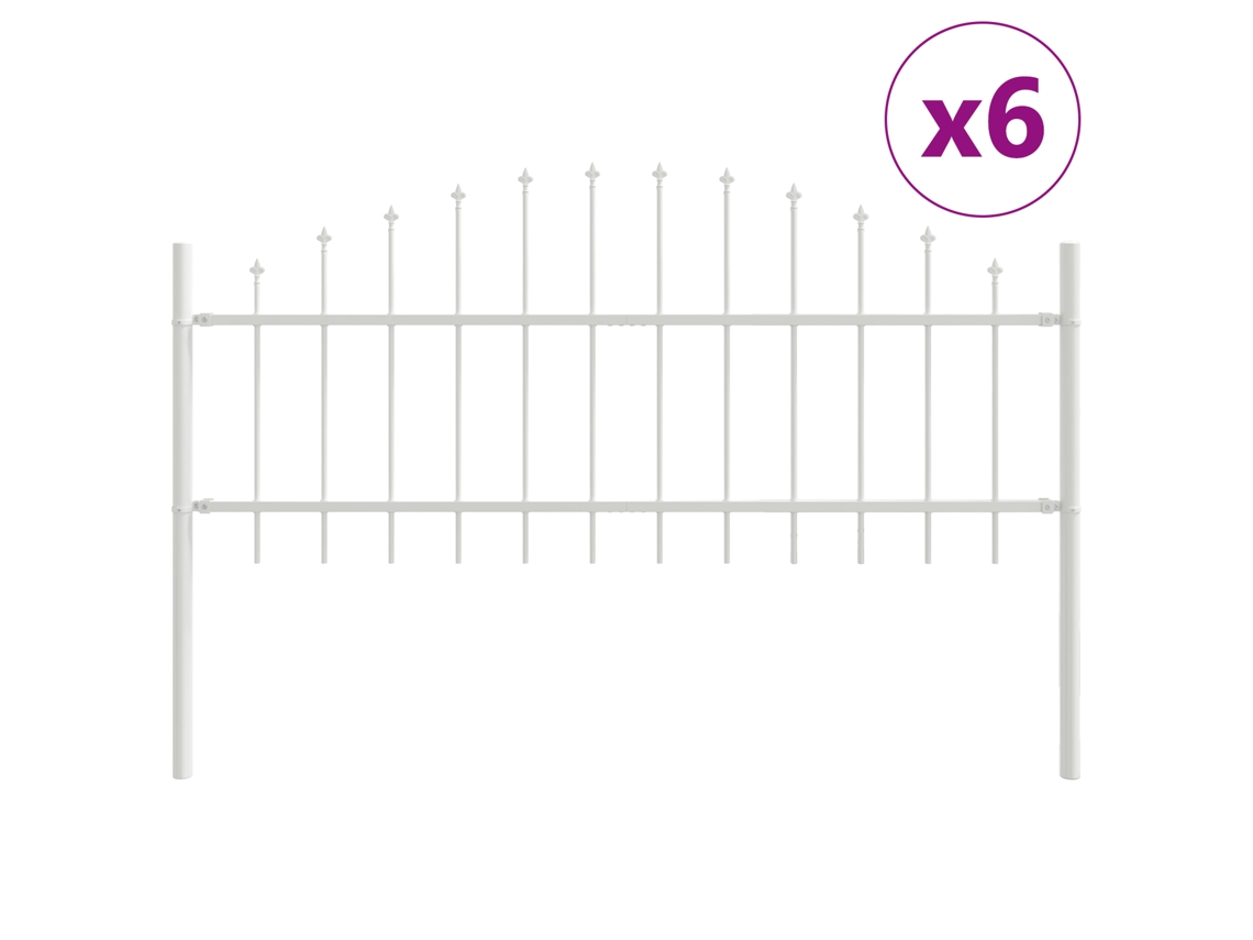 Conjunto 6 Barreira De Jardim Vidaxl Branco Aço Revestido A Pó (170 X 115 Cm)