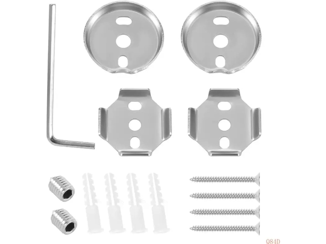 Conjunto De Peças Reposição Para Barra Toalha Q84d, Cor Prata, Com 30 Peças Para Fixação Na Parede Do Banheiro