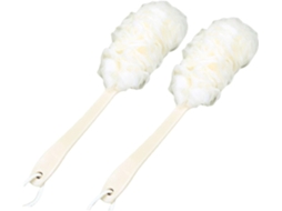 Lurelia Kit De 2 Buchas Vegetais De Banho De Cuidado Corporal, Cabo Longo, Com Argola E Cor Branco