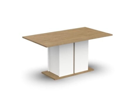 Mesa de jantar individual ACCESS - 6 pessoas - Carvalho Hamilton e branco - 160 x 78 x 90 cm DEMEYERE