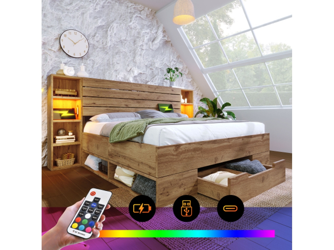Cama de casal 180x200cm, feita de madeira, robusta, durável, design prático, fácil de montar, qualidade superior, colchão não incluso.