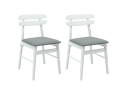 Conjunto 2 Cadeira De Jantar Vidaxl Branco Madeira De Seringueira Maciça (43.5 X 44.5 X 77.5 Cm)