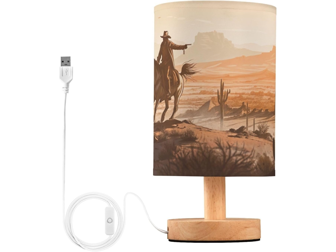 Abajur De Cabeceira Estilo Faroeste, Com Led, Para Leitura, Com Portas Usb E Cúpula De Tecido, Ideal Para Quarto, Sala