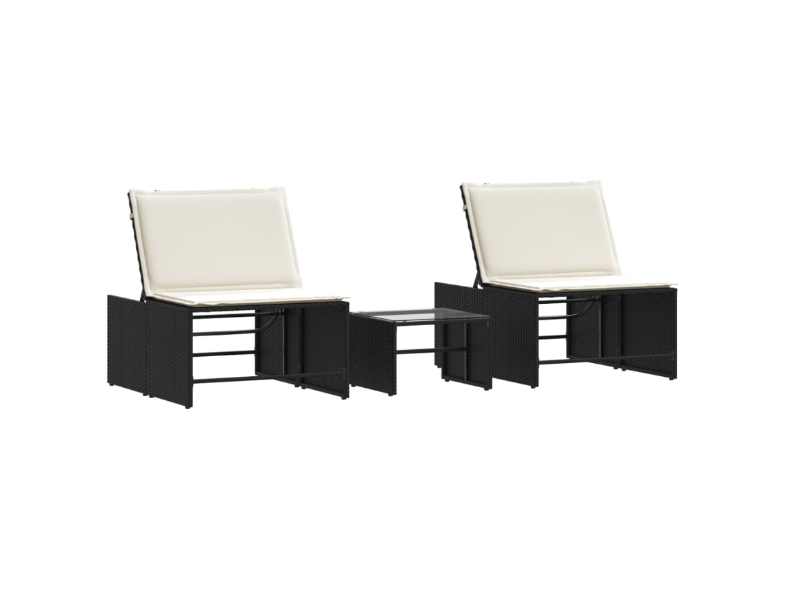 Sun Lounger, Sun Loungers Vidaxl Preto Rattan / Vime (n/a)