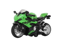 Ats brinquedo Moto de Liga com Recuo, Efeitos Sonoros e de Luz, Modelo de Moto Simulador Verde