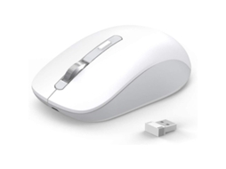 Mouse Bluetooth Fasst, branco, modo dual, 2.4G, recarregável, S/MARCA