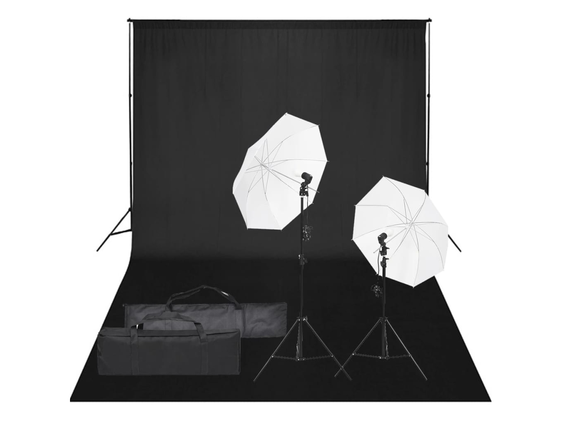 Candeeiro Kit de Estúdio Fotográfico com Conjunto de Iluminação e Fundo