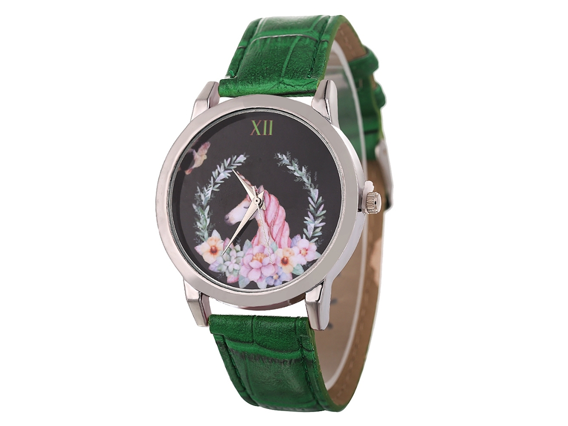 Reloj De Pareja Casual Unisex De Cuero Pu Verde De Mármol Zhoulianfa