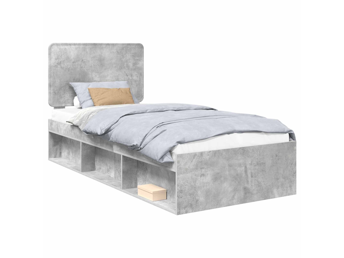Estrutura da Cama com Cabeceira Cinza Concreto 90x190 cm MAISON EXCLUSIVE