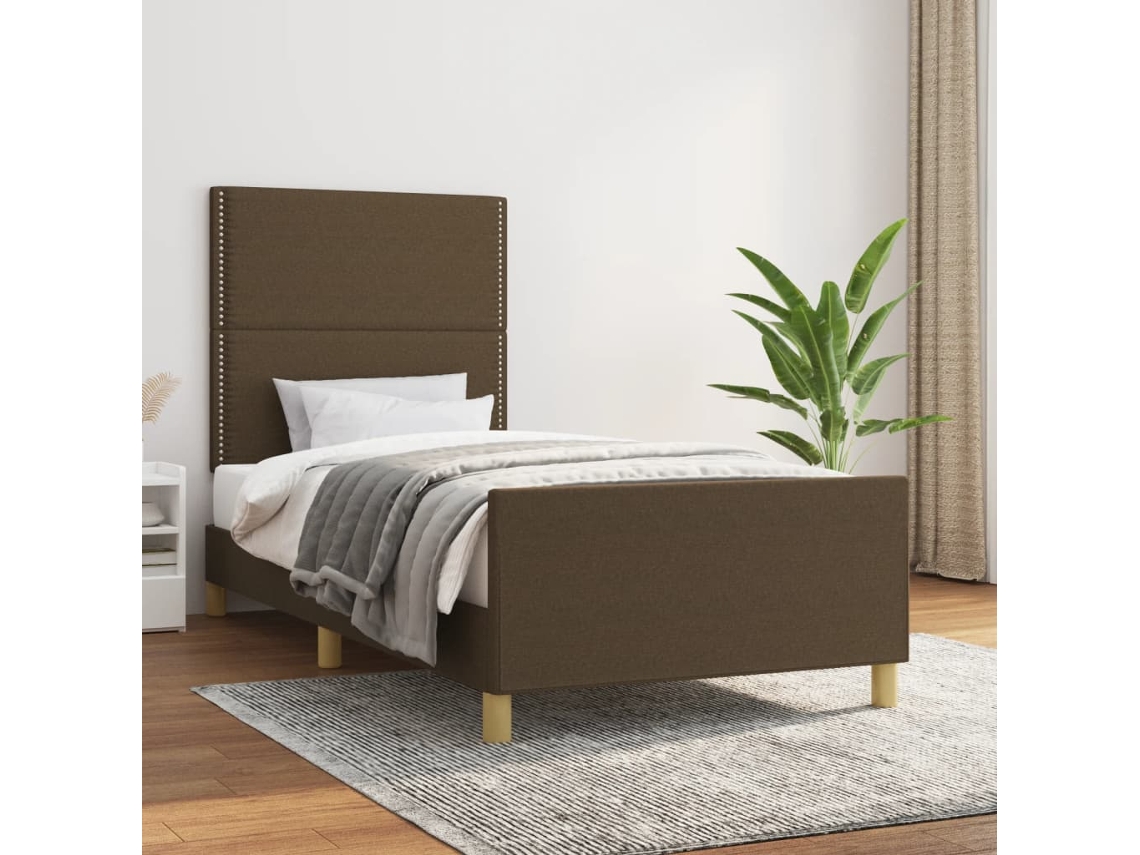Vidaxl Estrutura De Cama Sem Colchão 100x200 Cm Tecido Castanho-escuro