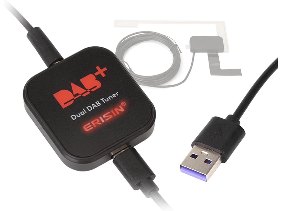 Erisin Receptor Dab+ Double Tuner Para Autoradio Android, Comutação Automática De Sinal, Plug Play, Caixa