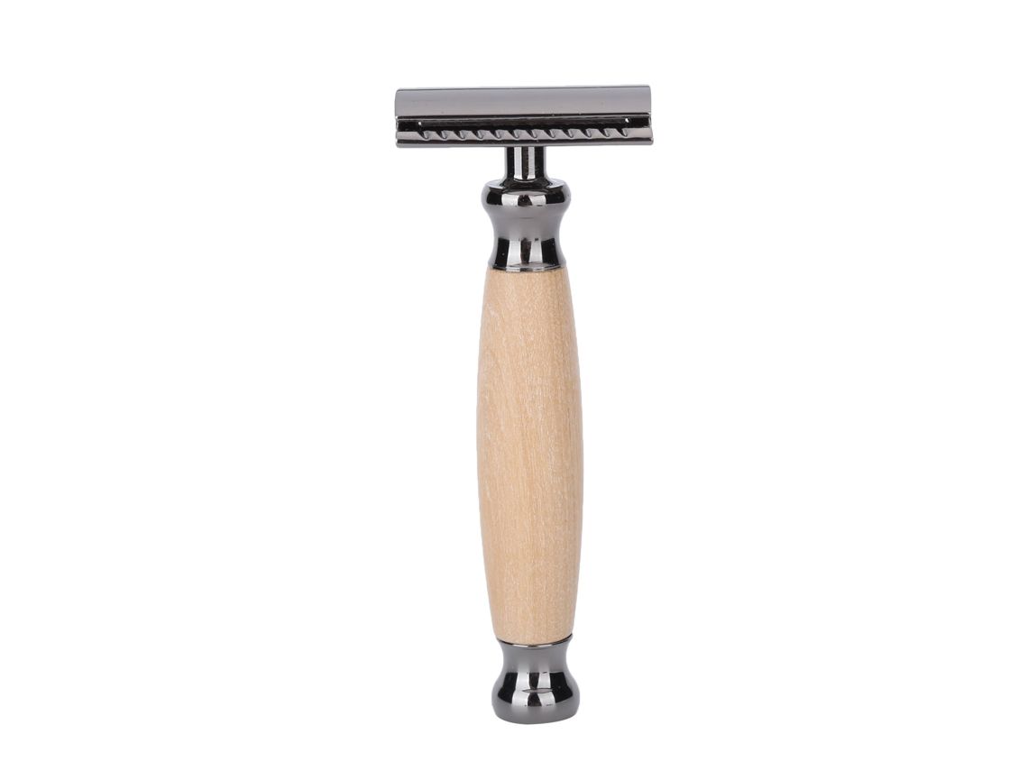 Lâmina De Barbear Para Homem Com Cabo De Madeira Lâmina Dupla Portátil Para Barbear E Cabelo Do Corpo Preto