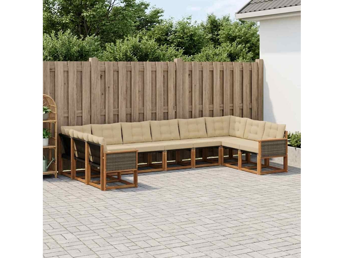 Vidaxl Conjunto De Sofás Para Exterior 10 Pcs Natural E Bege