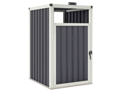 Abrigo Para 1 Compartimento 240l Tampa Externa De Lixo 180° Tampa Levantável Aço Galvanizado 73 X 81 X 122 Cm Cinza Escuro Xx