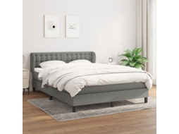 Vidaxl Cama Com Molas/colchão 140x200 Cm Tecido Cinzento-escuro