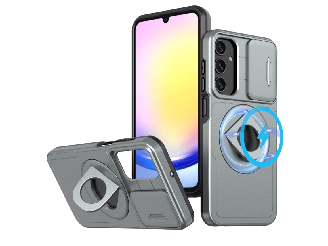 Capa Zruxe Compativel Com Samsung Galaxy A24 (camshield - Magsafe - Ring Holder - Armor -cinza Titanio)