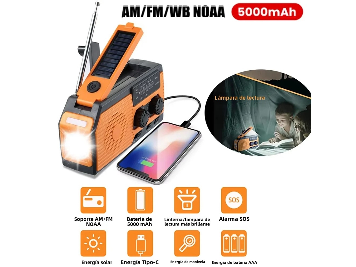(f3) Rádio Solar Portátil De Emergência