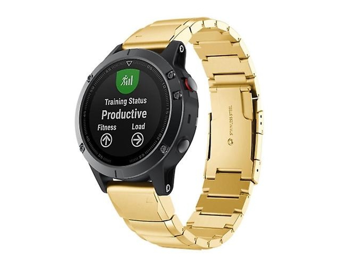 Pulseira De Aço Liberação Rápida, Compatível Com Garmin Fenix 5x 26 Mm, Dourada, Acabamento Moderno