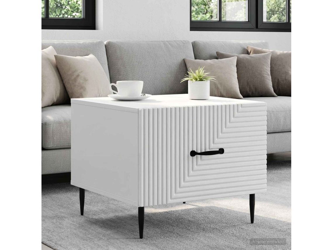 Vidaxl Mesa De Centro Com Gaveta Branco Brilhante 49 X 50 X 40 Cm