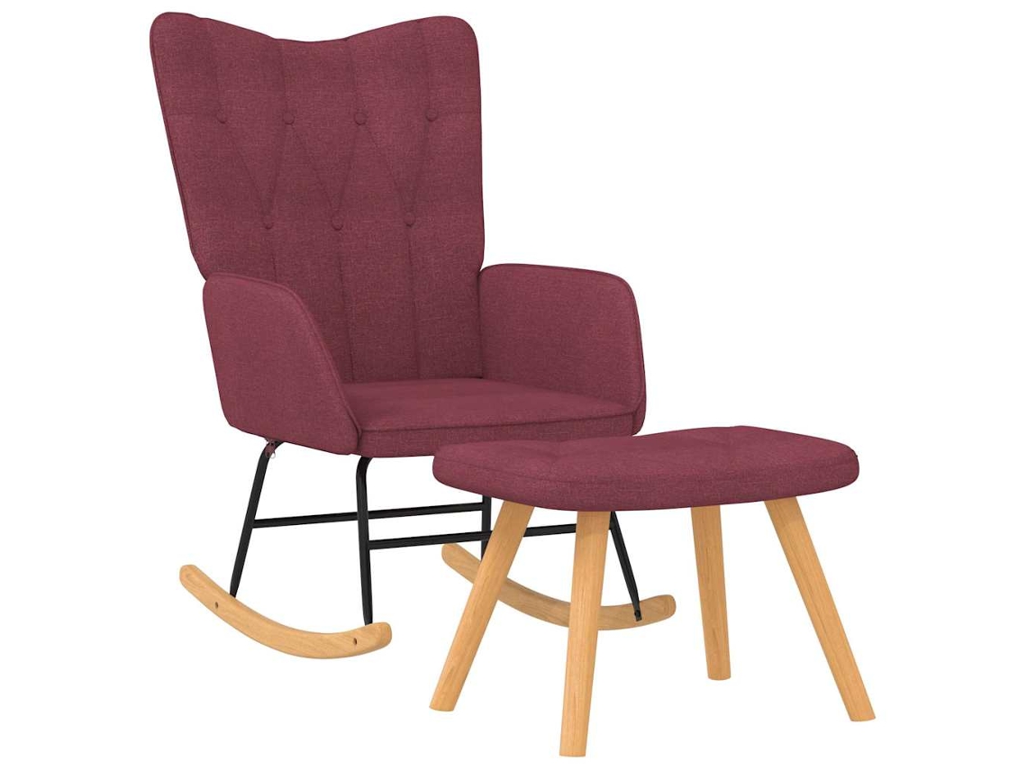 Rocking Chair With Stool, Rocking Chairs With Stools Vidaxl Vermelho Tecido