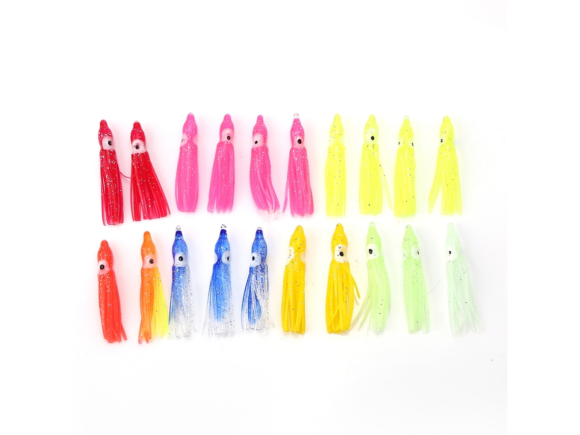20pcs Iscas De Lula De Pvc Mixta Cor Para Pesca Em Água Salgada (4cm)