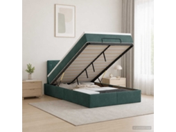 Vidaxl Cama Ottoman Com Colchão Verde-escuro 120 X 200 Cm Veludo