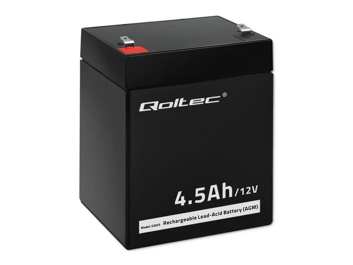 Bateria QOLTEC AGM 12V 4.5Ah para UPS, Emergência, Alarme e Cftv