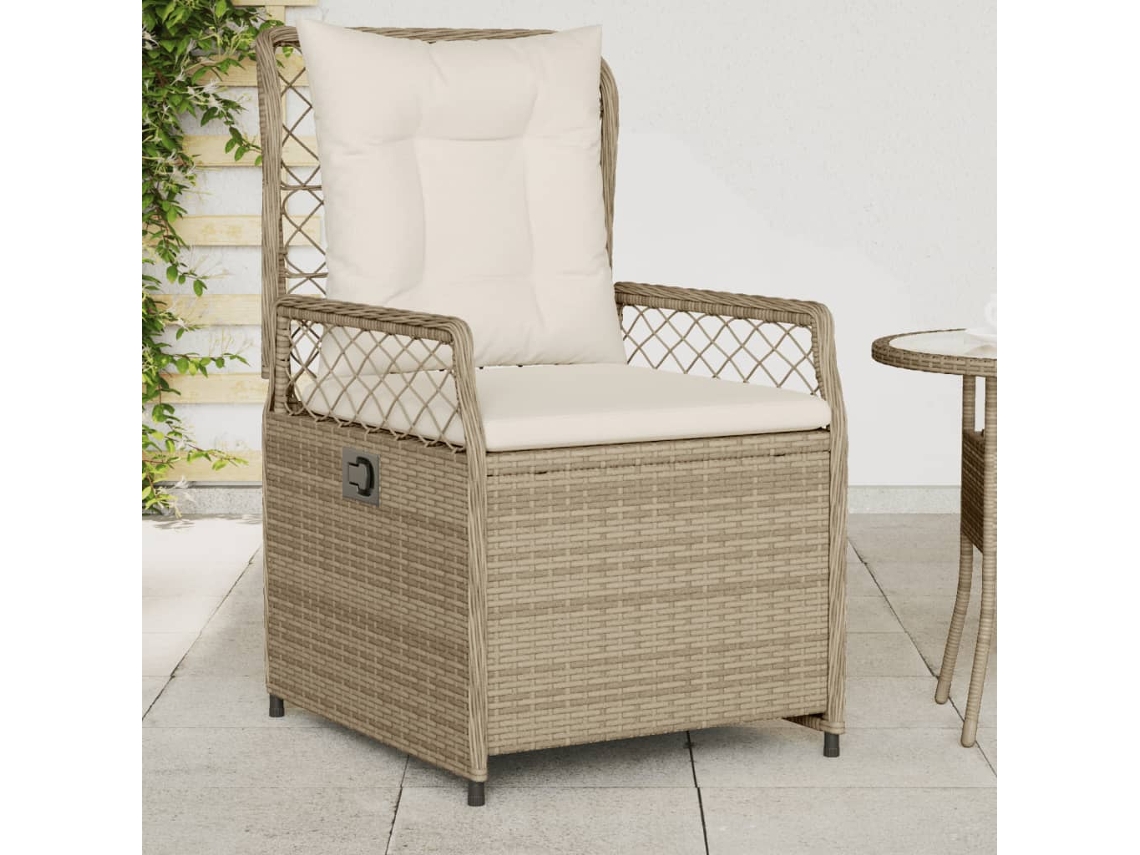 Vidaxl Cadeiras Jardim Reclináveis 2 Pcs Vime Pe Bege