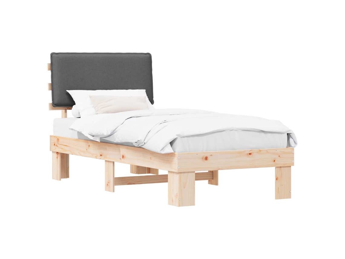 Vidaxl Estrutura De Cama Com Cabeceira Estofada Cinza Escuro