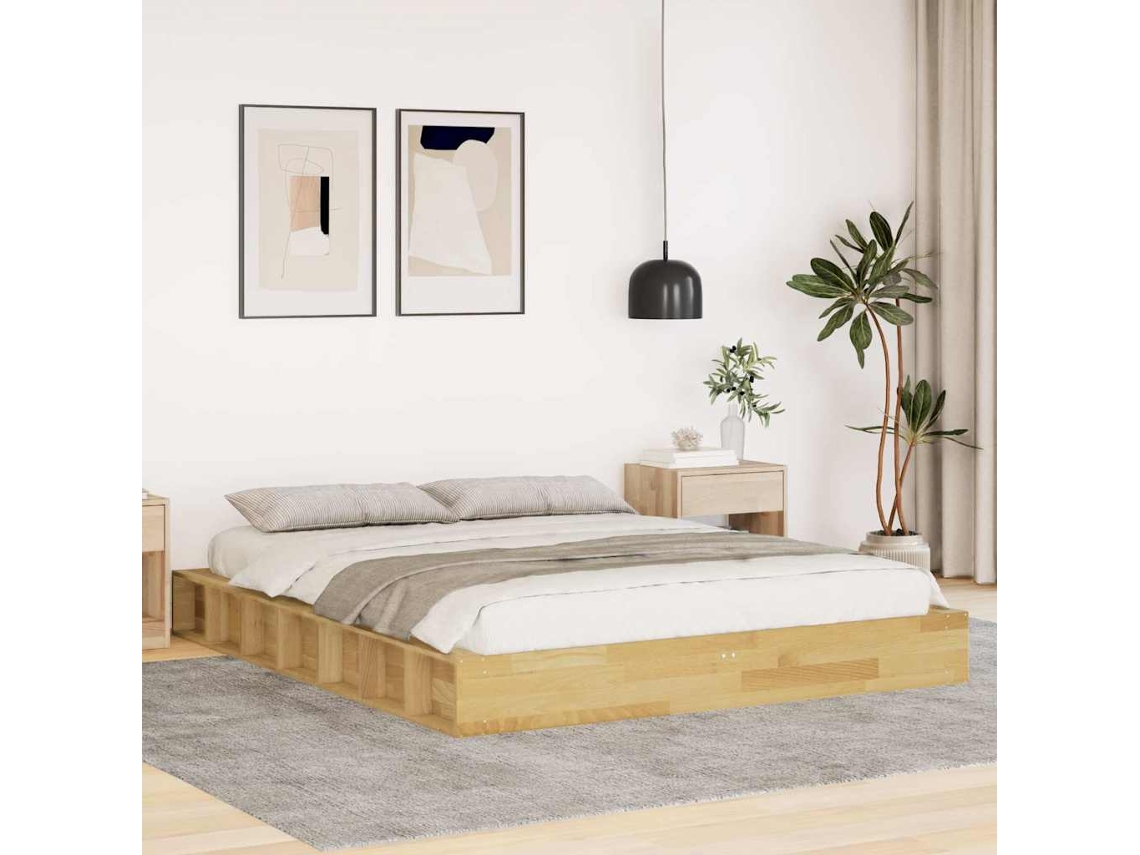 Vidaxl Estrutura De Cama Sem Colchão 135x190 Cm De Madeira De Carvalho