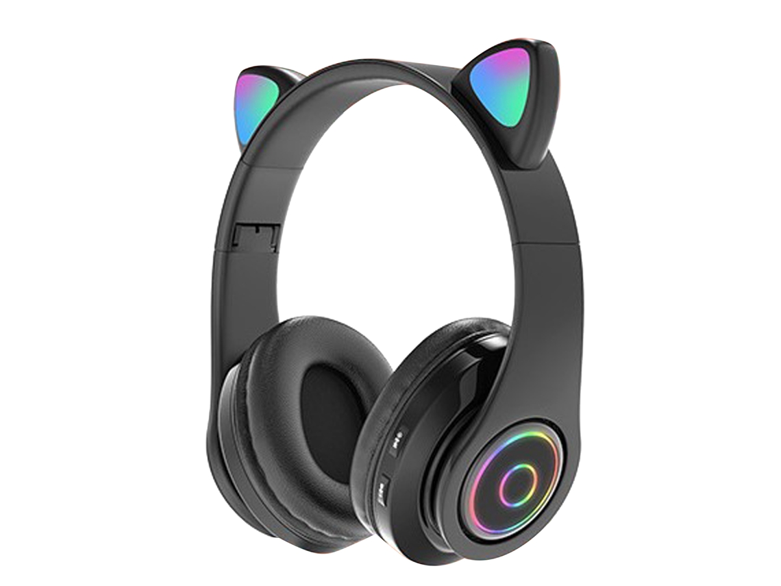 Auriculares Bluetooth con Orejas de Gato, Estéreo Ajustable, Recargables y con Luces, Niños | S/MARCA