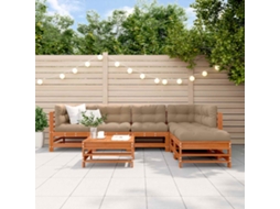 Vidaxl Conjunto De Lounge De Jardim 7 Unid. Castanho Encerado
