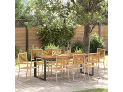 Vidaxl Conjunto De Jantar Para Jardim 9 Unid. Bege E Marrom Vime Pe
