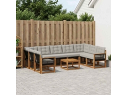 Vidaxl Conjunto De Sofás Para Exterior 10 Unid. Natural E Cinza Claro