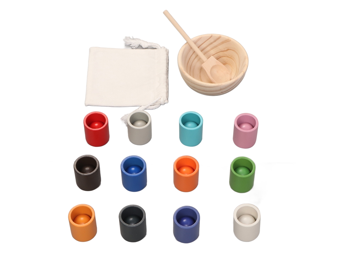 Primerox brinquedo de Classificação por Cores de Bolas e Copos em Madeira para Crianças com Desenvolvimento Motor e Cognitivo