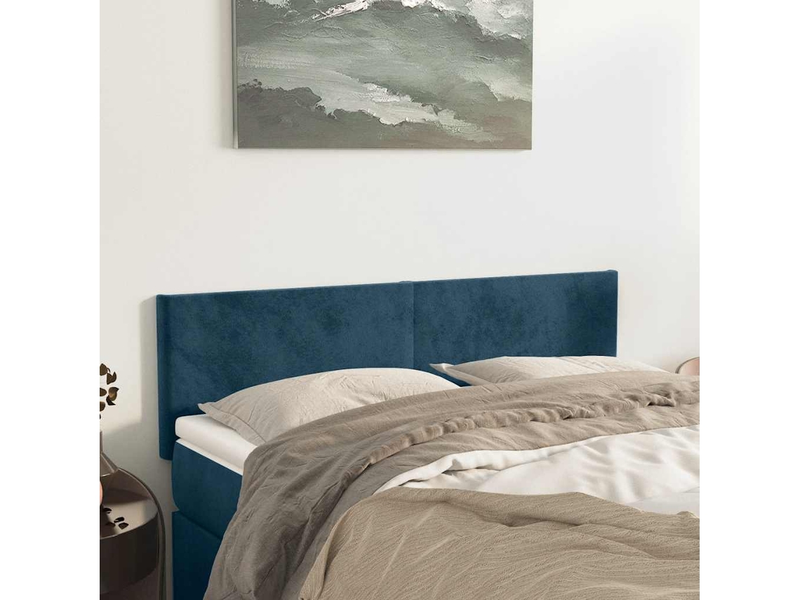 Vidaxl Cabeceiras Azul-escuro 144x5x78/88 Cm Veludo